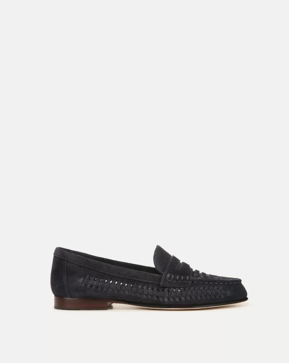 Veronica Beard Shoes | All Shoes>Penny Woven Suede Loafer Indigo Blue