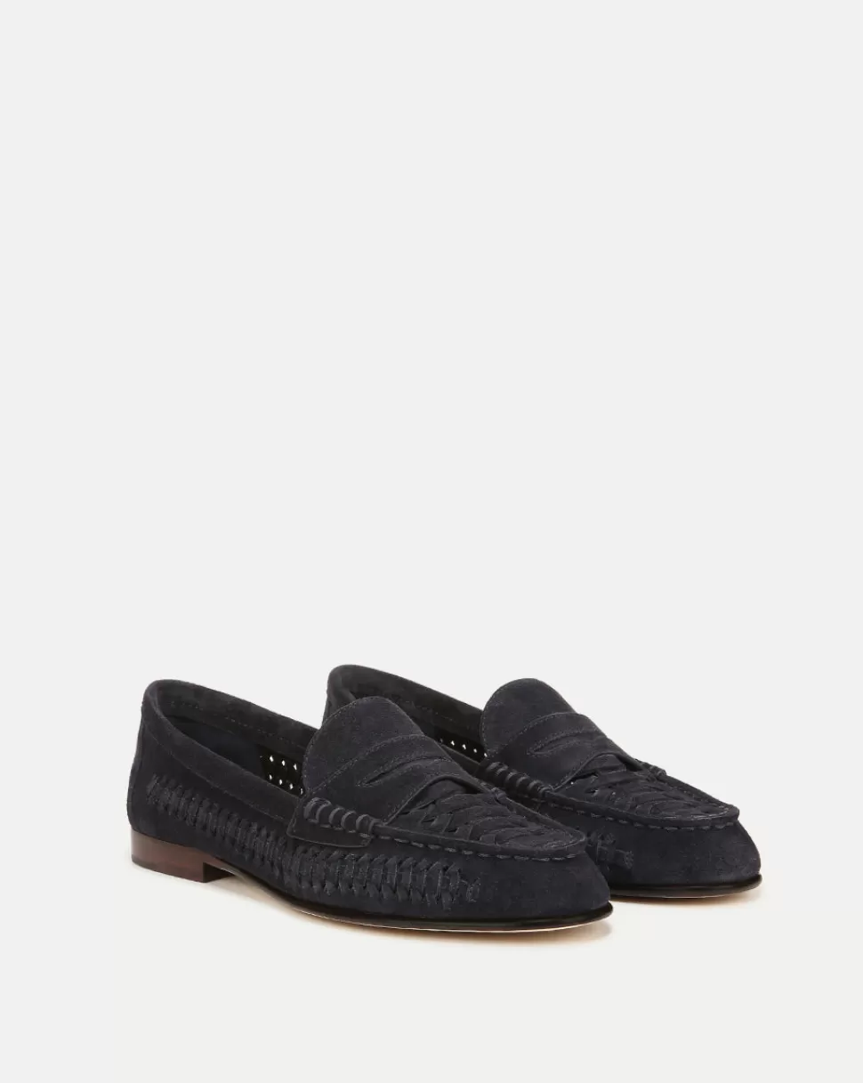 Veronica Beard Shoes | All Shoes>Penny Woven Suede Loafer Indigo Blue