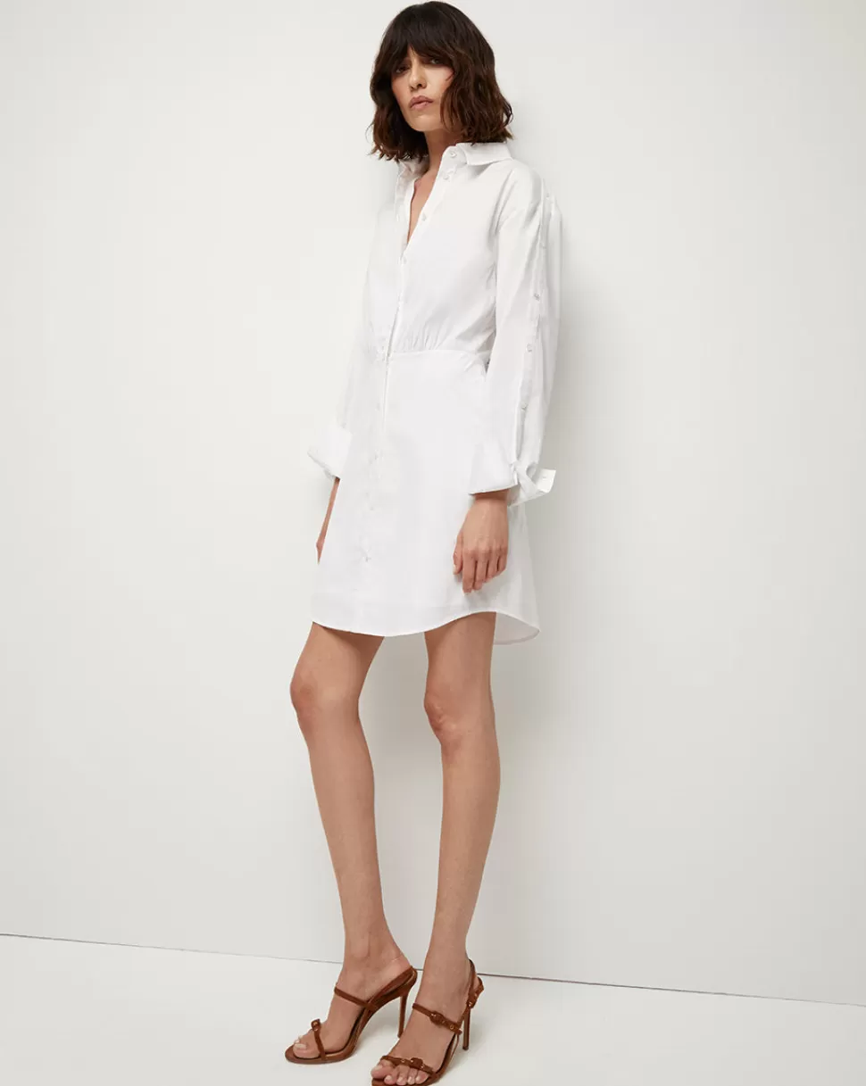 Veronica Beard Clothing | Dresses>Rae Button-Down Cotton Poplin Shirtdress White