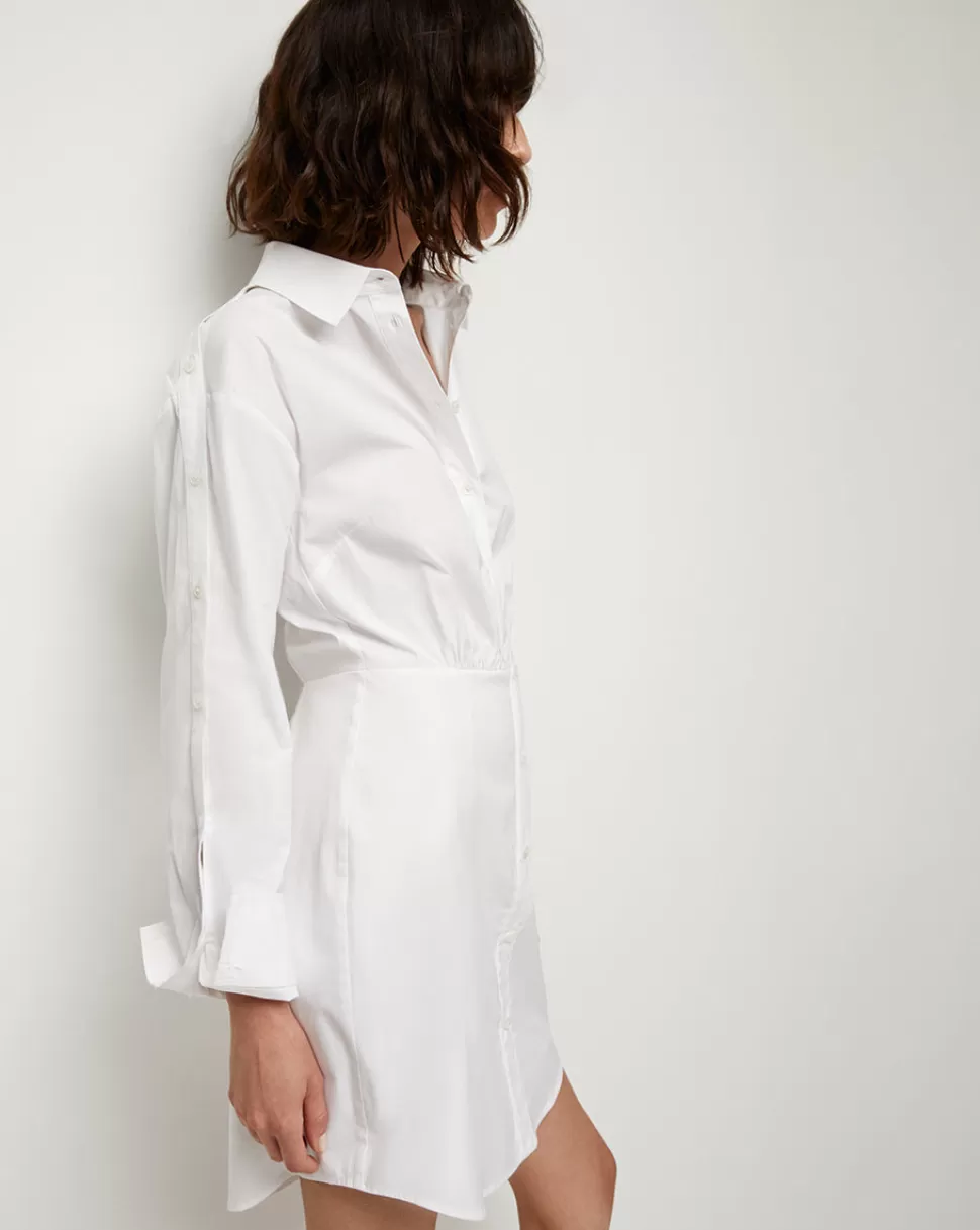 Veronica Beard Clothing | Dresses>Rae Button-Down Cotton Poplin Shirtdress White