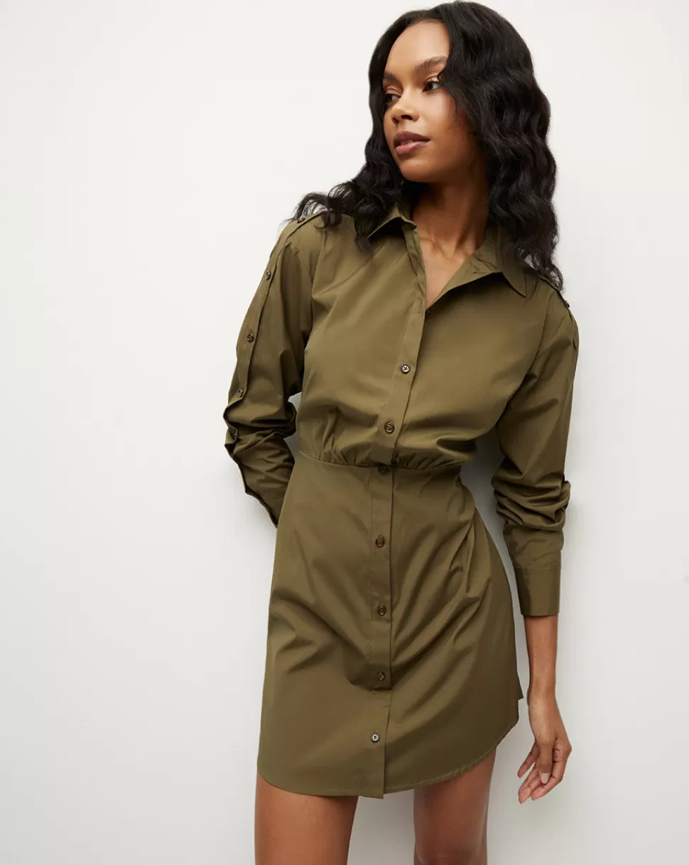 Veronica Beard Dresses>Rae Poplin Shirtdress Army