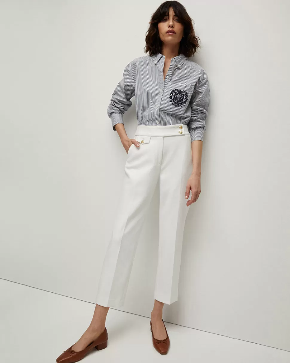 Veronica Beard Pants | Extended Sizing>Renzo Pant Off-White With Gold Buttons