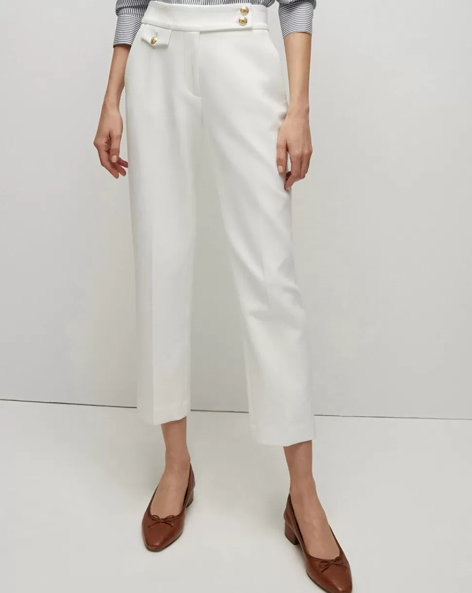 Veronica Beard Pants | Extended Sizing>Renzo Pant Off-White With Gold Buttons