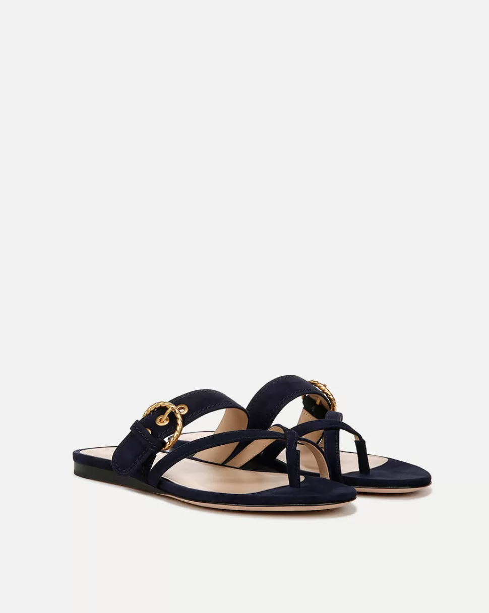 Veronica Beard Shoes | All Shoes>Salva Flat-Heel Suede Sandals Navy