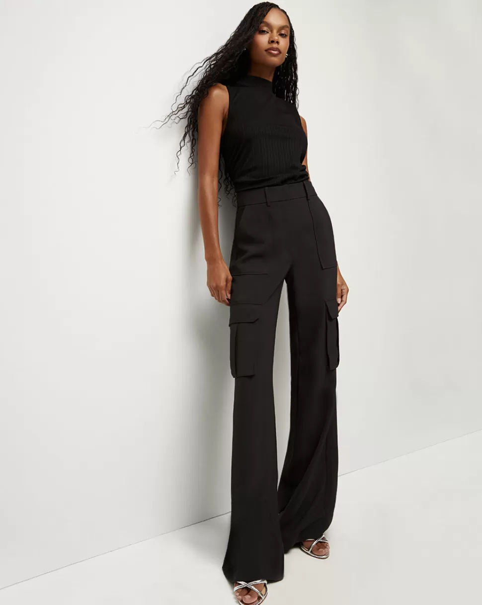 Veronica Beard Best Sellers | Pants>Saul Wide-Leg, High-Rise Cargo Pant Black