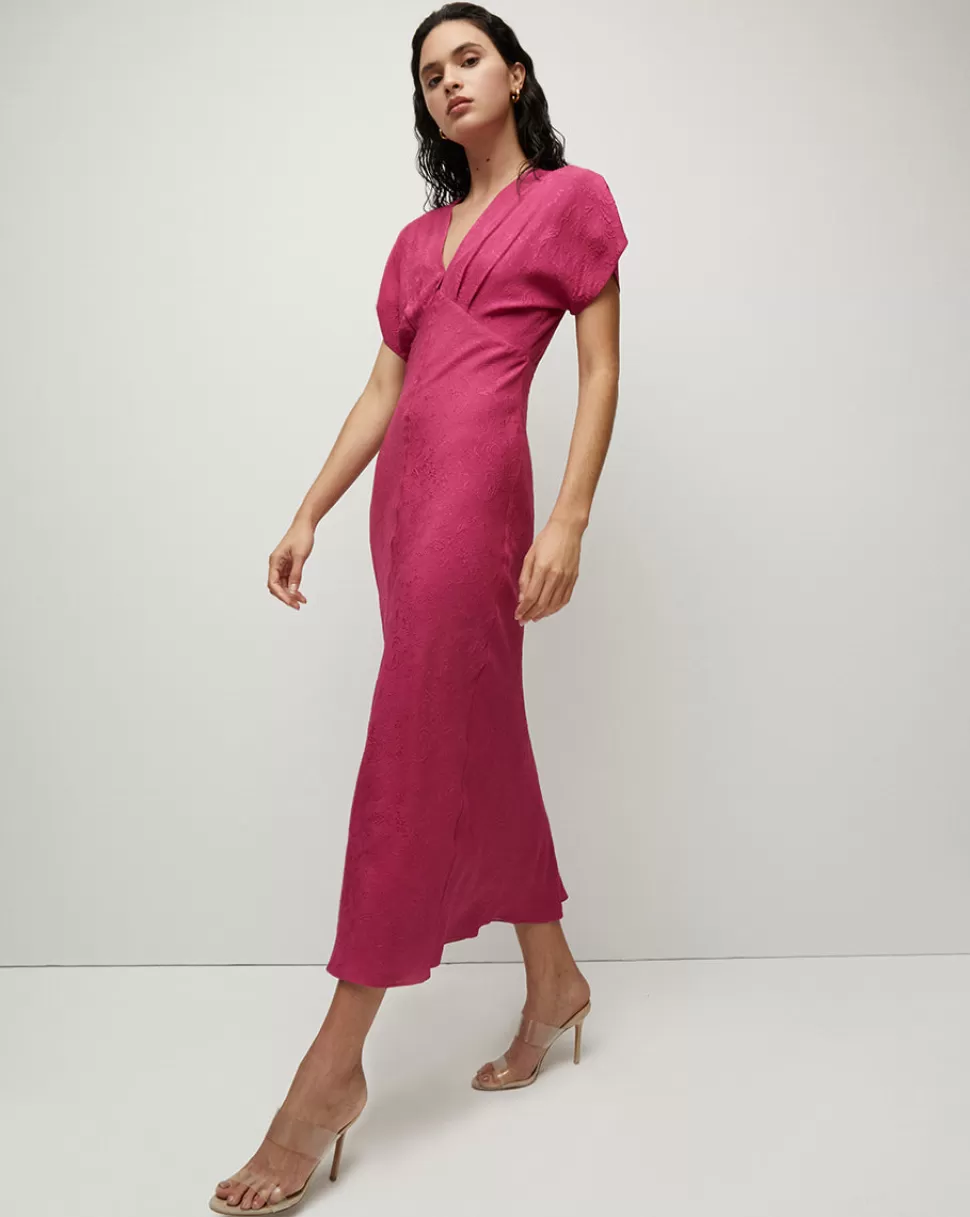 Veronica Beard Clothing | Dresses>Seymour Silk V-Neck Dress Wildberry