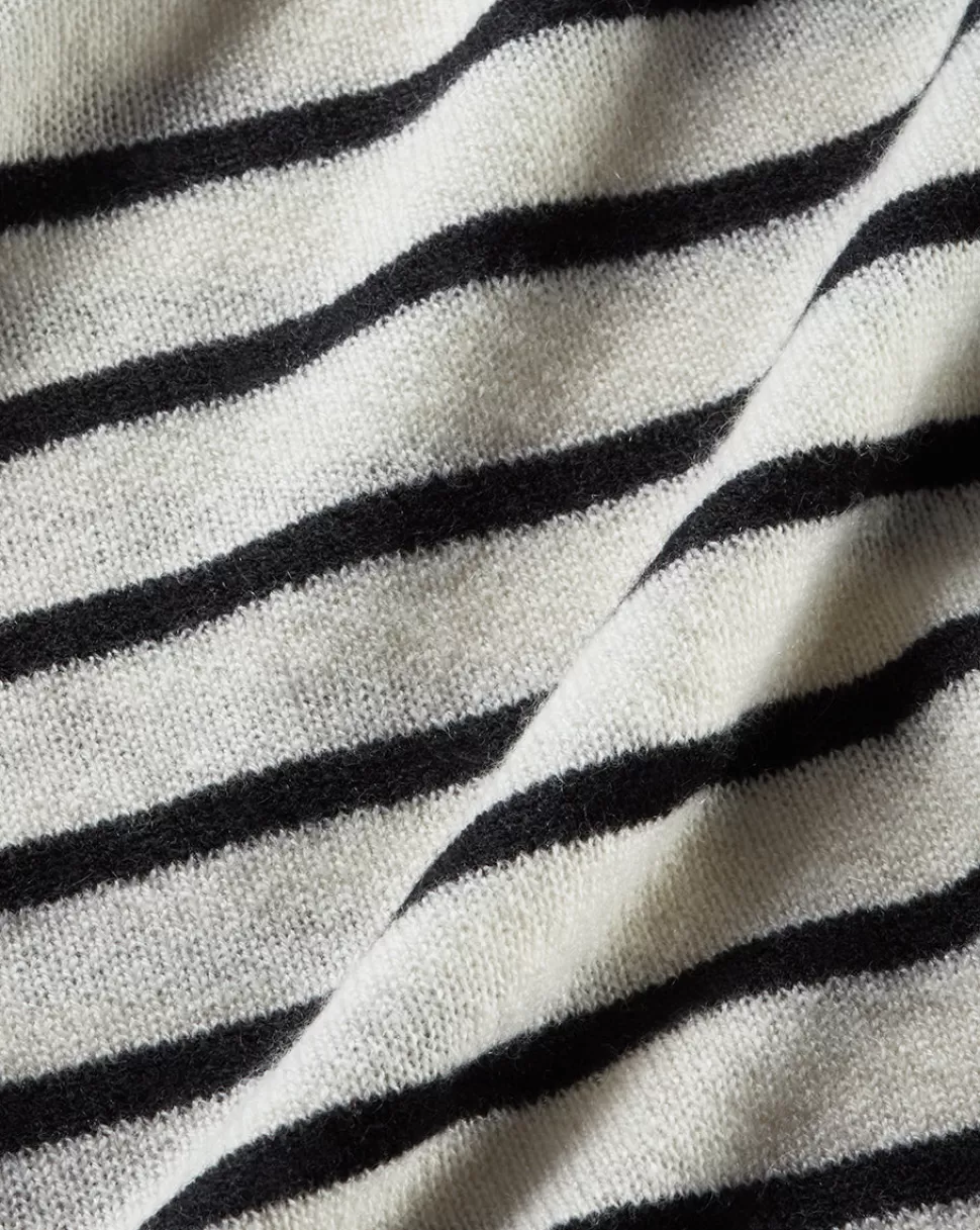 Veronica Beard Clothing | Sweaters>Shana Black/White Striped Cashmere Sweater Off-White/Black