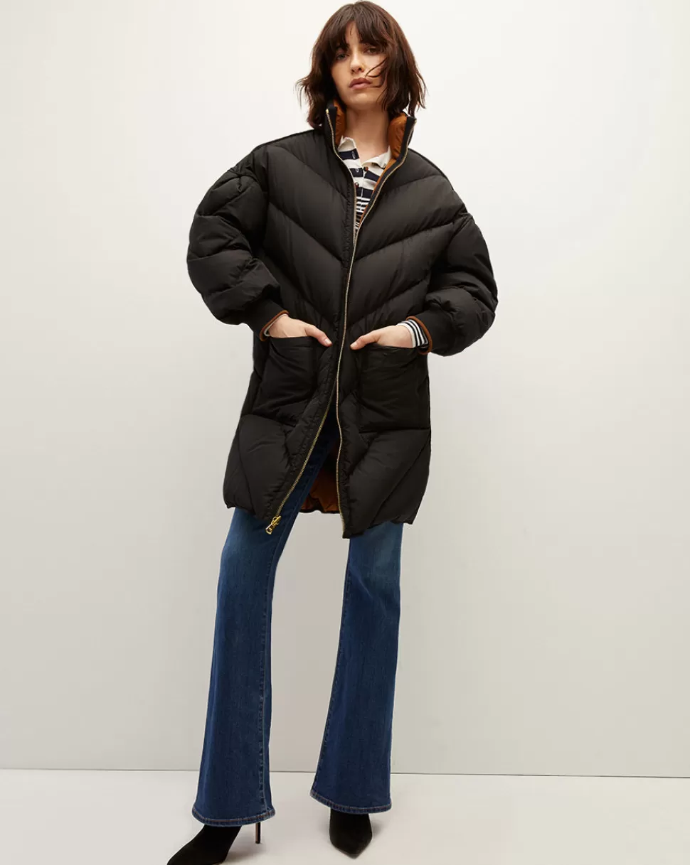 Veronica Beard Outerwear>Shanna Reversible Puffer Black/Dark Ochre