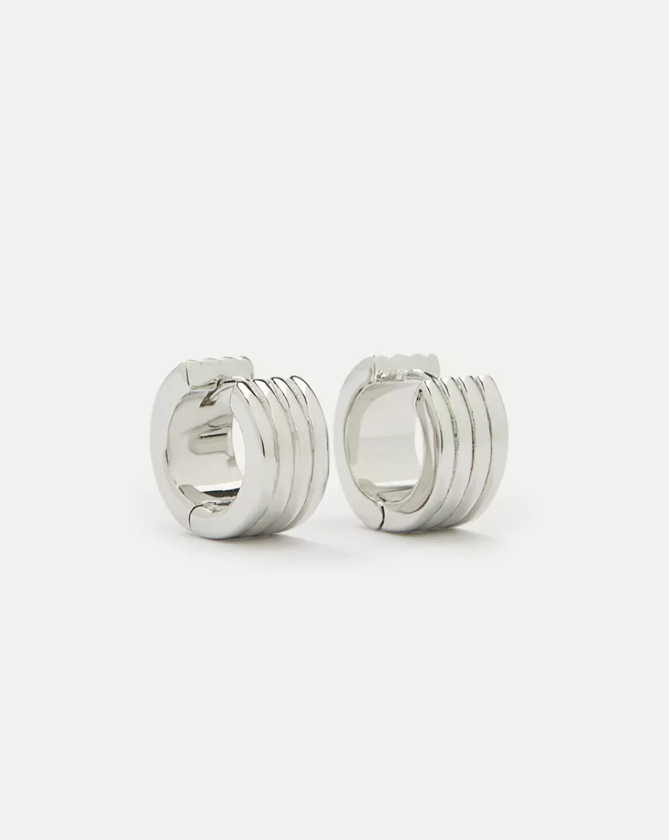 Veronica Beard Home & Accessories | Accessories> Ridge Hoop Earrings Silver