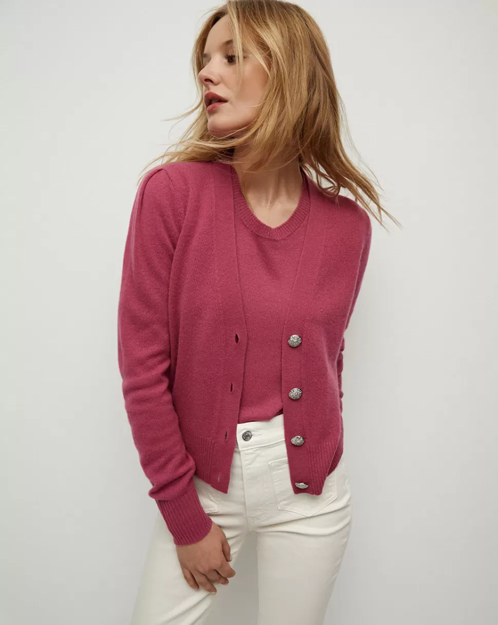 Veronica Beard Clothing | Sweaters>Solene Raspberry Cashmere Cardigan Soft Raspberry