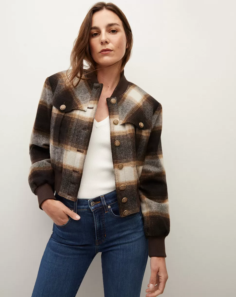 Veronica Beard Outerwear>Stanley Plaid Bomber Jacket Multi