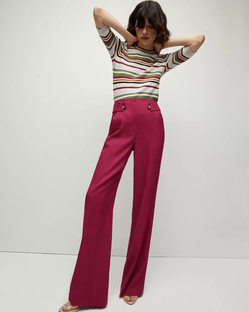 Veronica Beard Clothing | Pants>Sunny Wide-Leg Twill-Linen Pant Wildberry