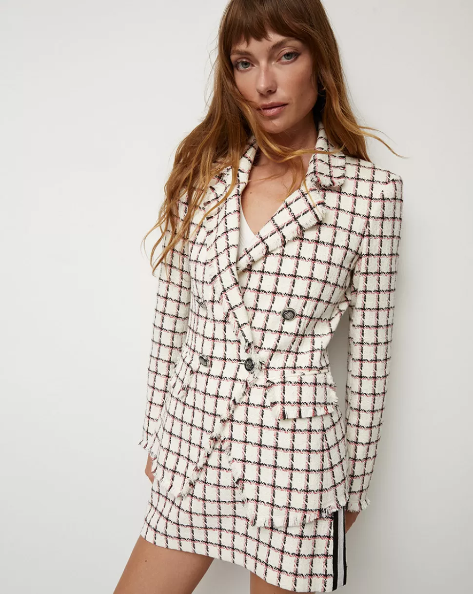 Veronica Beard Clothing | Jackets & Vests>Taja Graphic Double-Breasted Tweed Jacket Ecru Multi