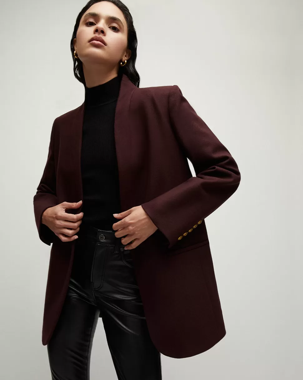 Veronica Beard Outerwear>Tal Wool-Cashmere Dickey Coat Deep Merlot