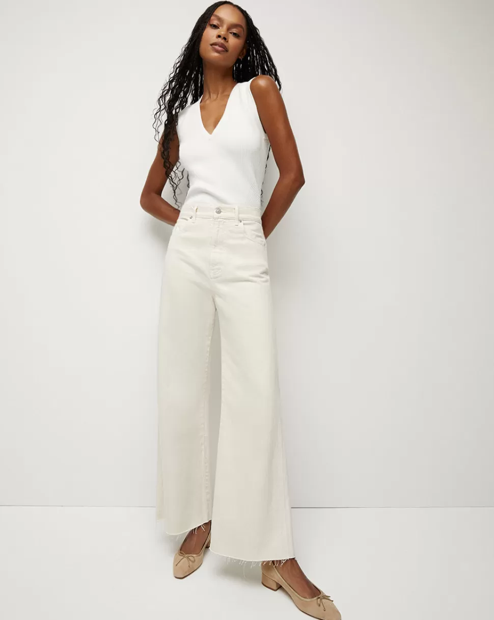 Veronica Beard Clothing | Jeans>Taylor Wide-Leg Cropped Jean Ecru