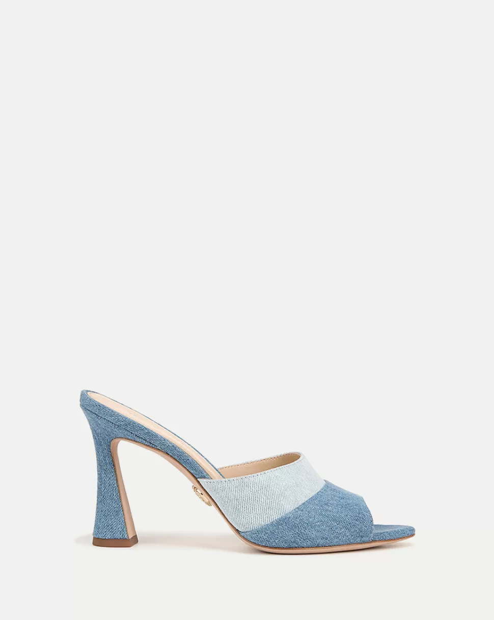 Veronica Beard Shoes | All Shoes>Thora Denim Mule Sandal Heel Blue