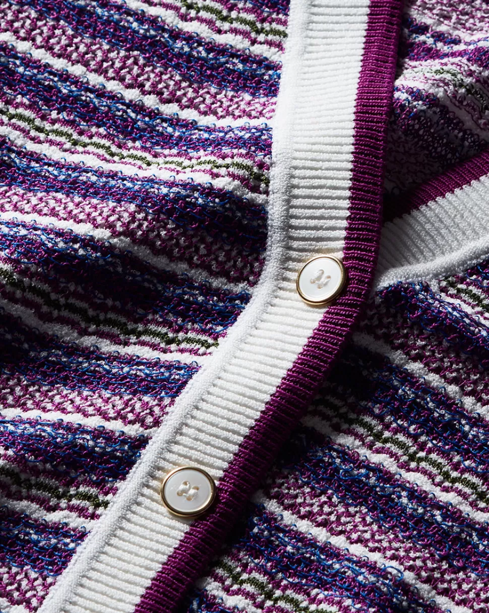 Veronica Beard Sweaters>Varia Striped Knit Cardigan Multi