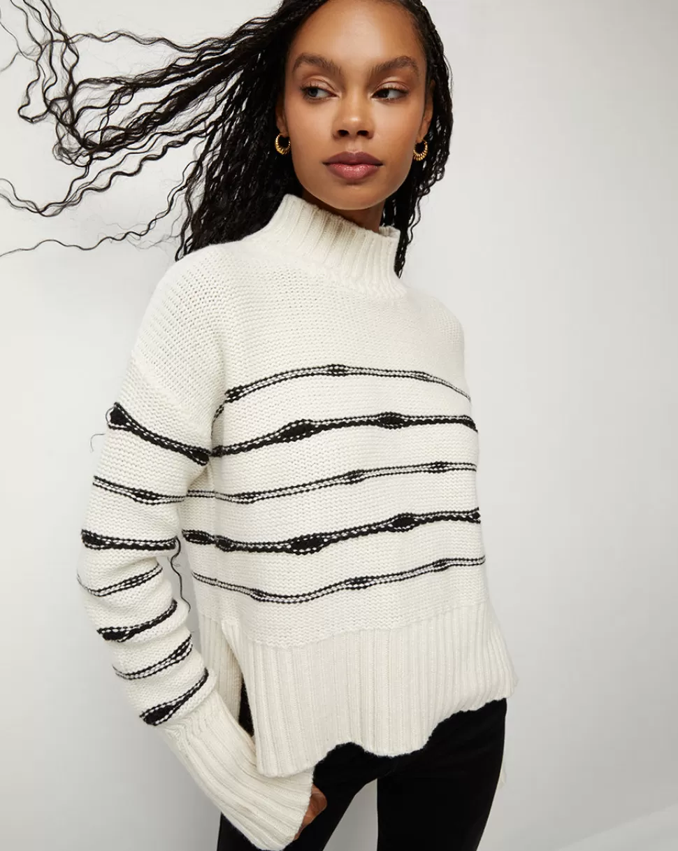 Veronica Beard Sweaters>Viori Black  White Striped Sweater White/Black