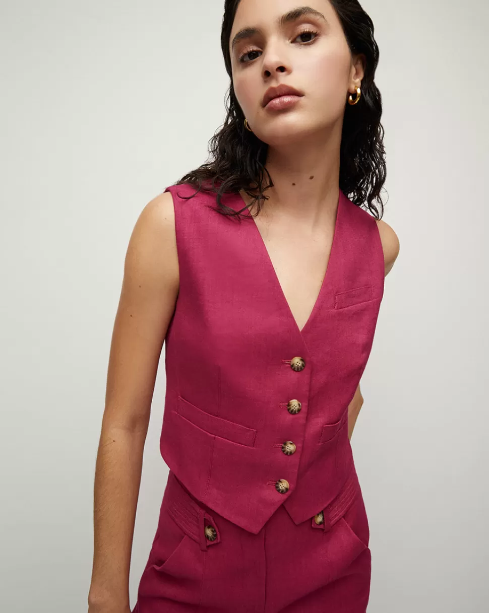 Veronica Beard Tops & Tees | Clothing> Linen-Twill Vest Wildberry